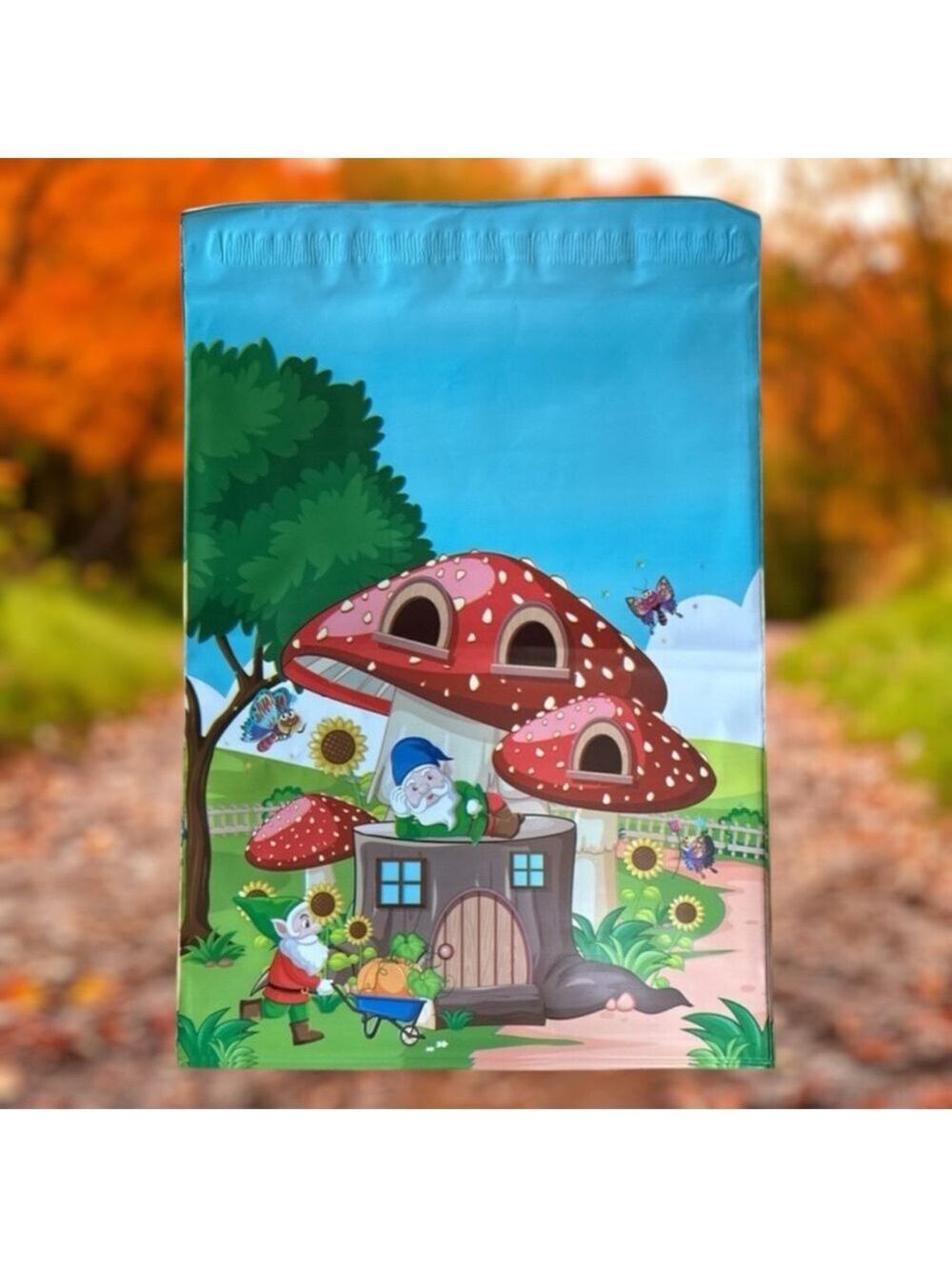 25 10X13 Poly Mailers Gnome Mushroom House, Shipping Envelopes PRICE IS FIRM - Picture 6 of 8